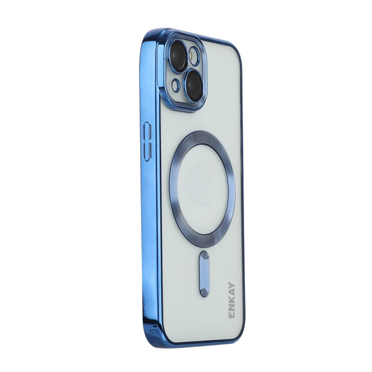For iPhone 13 ENKAY Electroplated MagSafe Shockproof TPU Phone Case with Lens Film(Dark Blue) - iPhone 13 Cases by ENKAY | Online Shopping UK | buy2fix