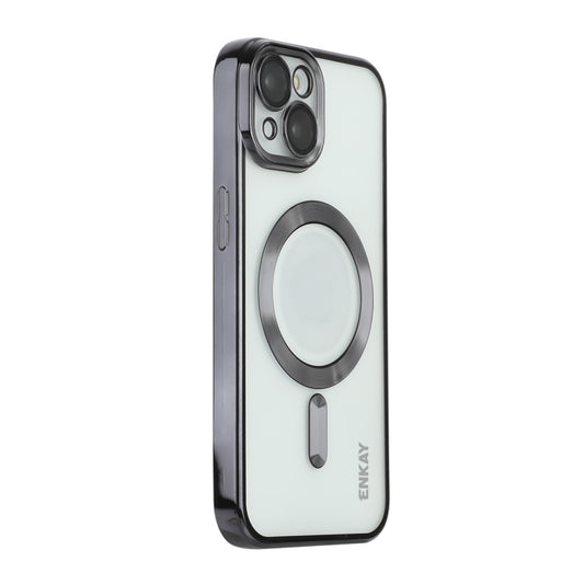 For iPhone 14 ENKAY Electroplated MagSafe Shockproof TPU Phone Case with Lens Film(Black) - iPhone 14 Cases by ENKAY | Online Shopping UK | buy2fix