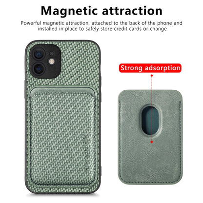 For iPhone 12 Carbon Fiber Leather Card Magsafe Magnetic Phone Case(Green) - iPhone 12 / 12 Pro Cases by buy2fix | Online Shopping UK | buy2fix