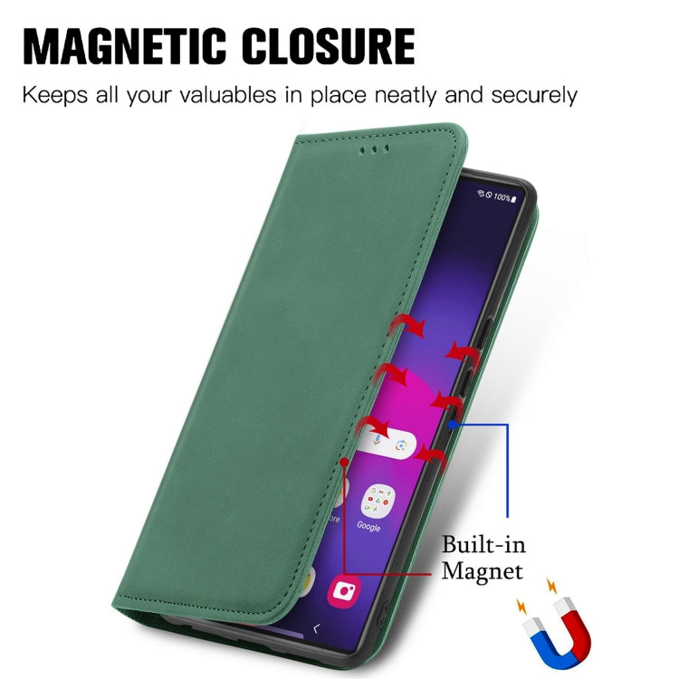 For Samsung Galaxy S25 Ultra 5G Retro Skin Feel Magnetic Leather Phone Case(Green) - Galaxy S25 Ultra 5G Cases by buy2fix | Online Shopping UK | buy2fix