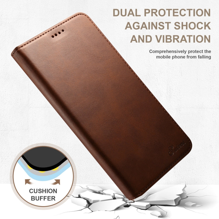 For Samsung Galaxy S24+ 5G Suteni Calf Texture Horizontal Flip Leather Phone Case(Brown) - Galaxy S24+ 5G Cases by Suteni | Online Shopping UK | buy2fix