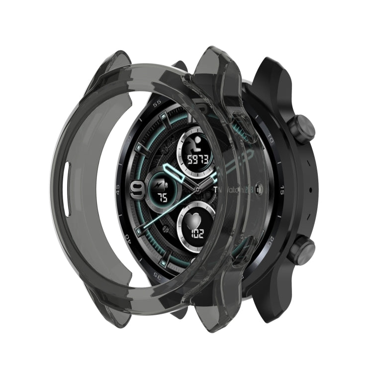 For Ticwatch Pro X TPU Color Transparent Half Wrapped Protective Shell(Transparent Black) - Watch Case by buy2fix | Online Shopping UK | buy2fix