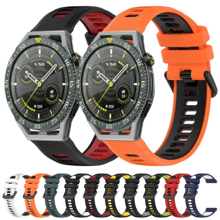 For Huawei Watch Buds 22mm Sports Two-Color Silicone Watch Band(Black+White) - Watch Bands by buy2fix | Online Shopping UK | buy2fix