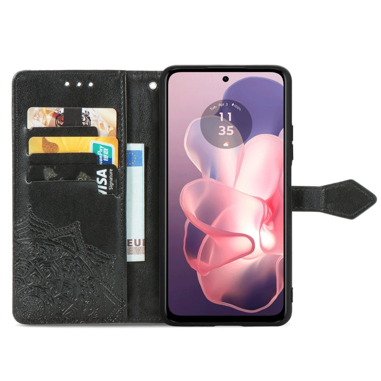 For Motorola Moro G Power 5G 2024 Mandala Flower Embossed Leather Phone Case(Black) - Motorola Cases by buy2fix | Online Shopping UK | buy2fix