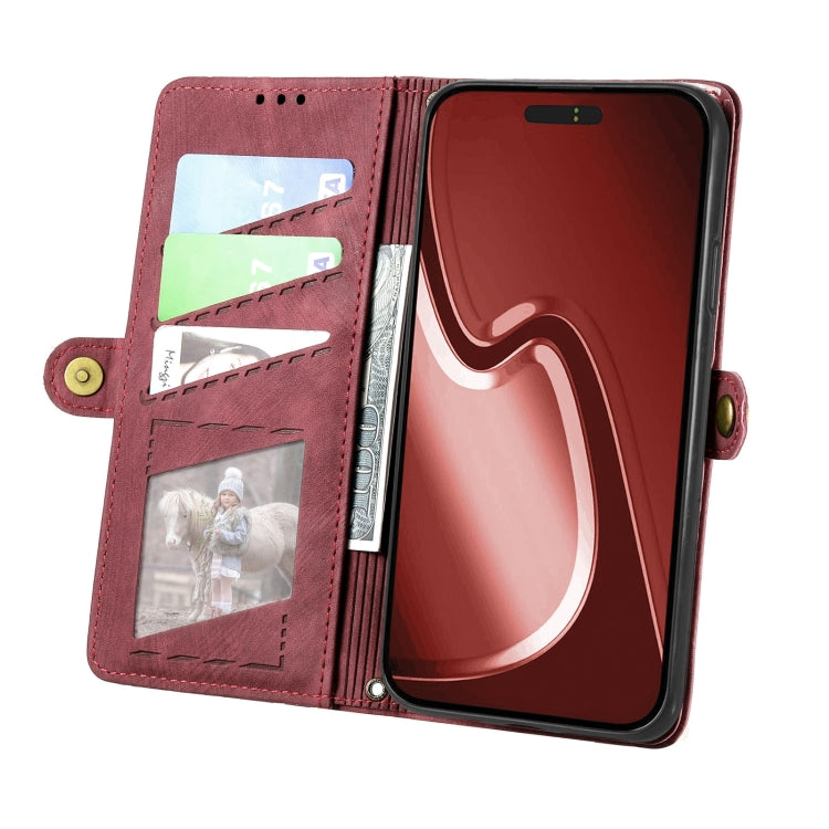 For iPhone 16 Pro Max Geometric Zipper Wallet Side Buckle Leather Phone Case(Red) - iPhone 16 Pro Max Cases by buy2fix | Online Shopping UK | buy2fix