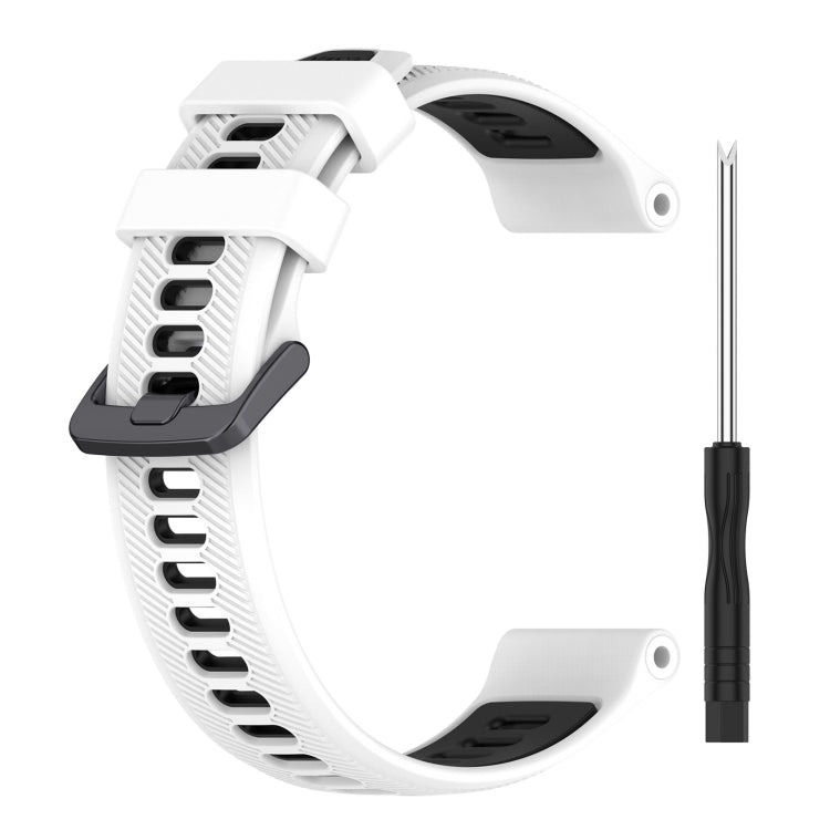 For Garmin Forerunner 955 Sports Two-Color Silicone Watch Band(White+Black) - Watch Bands by buy2fix | Online Shopping UK | buy2fix