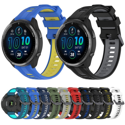 For Garmin Fenix 7 Pro Sports Two-Color Silicone Watch Band(Black+Blue) - Watch Bands by buy2fix | Online Shopping UK | buy2fix