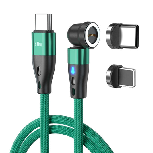 ENKAY PD60W Type-C to Type-C / 8 Pin Magnetic 540 Degrees Rotating Fast Charging Cable, Length:1m(Green) - Charging Cable & Head by ENKAY | Online Shopping UK | buy2fix