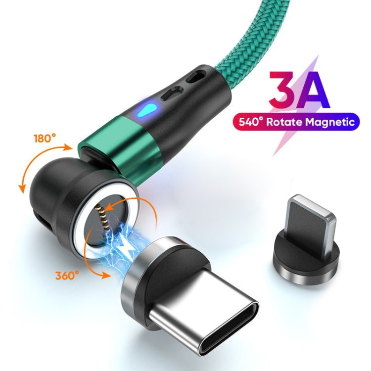 ENKAY 3A USB to Type-C / 8 Pin Magnetic 540 Degrees Rotating Fast Charging Cable, Length:2m(Green) - Charging Cable & Head by ENKAY | Online Shopping UK | buy2fix