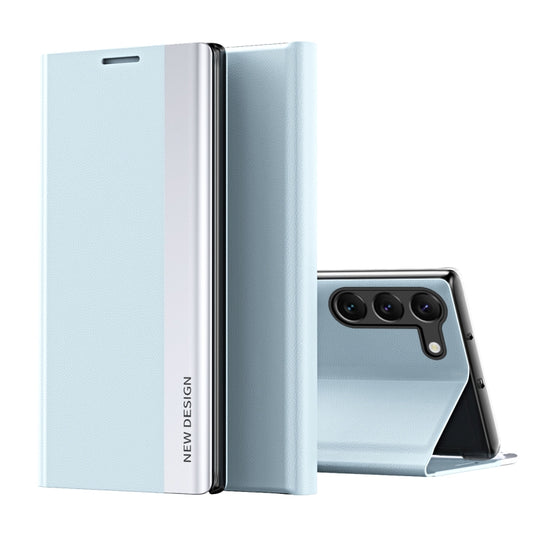 For Samsung Galaxy S24+ 5G Side Electroplated Adsorption Leather Phone Case(Light Blue) - Galaxy S24+ 5G Cases by buy2fix | Online Shopping UK | buy2fix