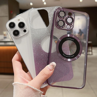 For iPhone 16 Pro Max Gradient Glitter Electroplating MagSafe TPU Phone Case(Purple) - iPhone 16 Pro Max Cases by buy2fix | Online Shopping UK | buy2fix