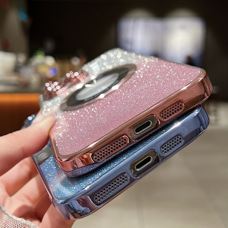 For iPhone 16 Gradient Glitter Electroplating MagSafe TPU Phone Case(Purple) - iPhone 16 Cases by buy2fix | Online Shopping UK | buy2fix