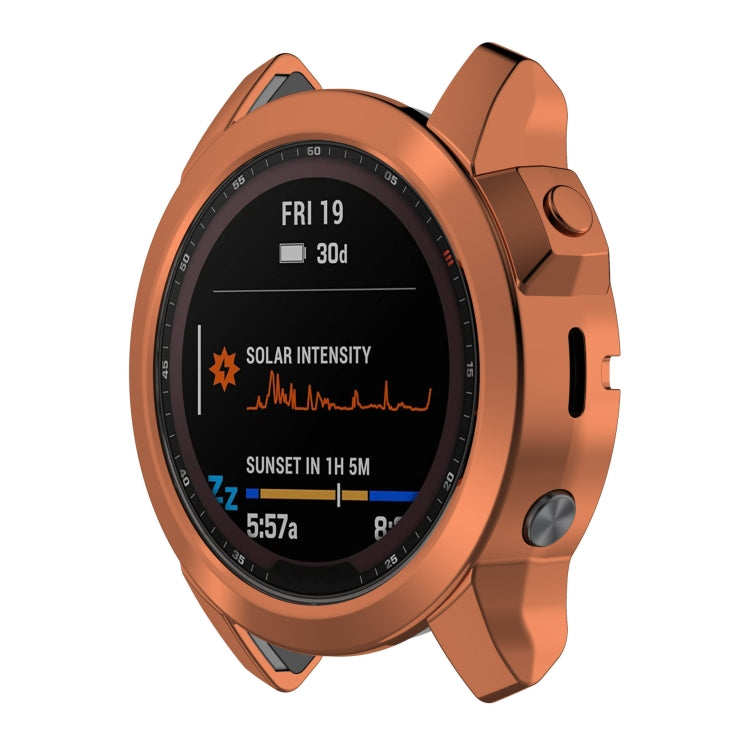 For Garmin Fenix 7 Pro Half Package Electroplated TPU Watch Protective Case(Gold) - Watch Cases by buy2fix | Online Shopping UK | buy2fix