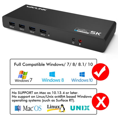 Wavlink UG69DK1 5K Type-C Dual Display USB 3.0 Video Gigabit Ethernet HDMI Docking Station, Plug:EU Plug -  by WAVLINK | Online Shopping UK | buy2fix