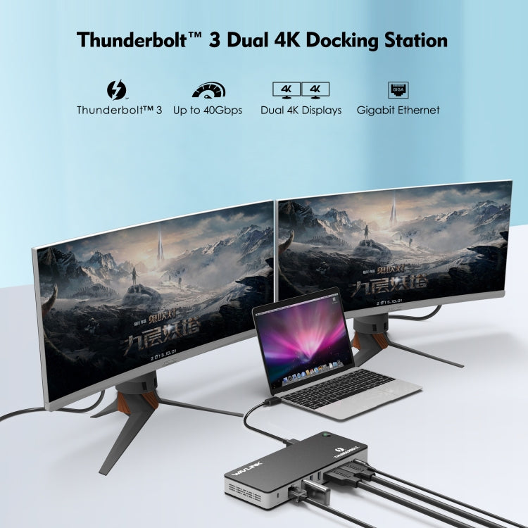 Wavlink UTD21H 60W Host Charging Thunderbolt 3 Docking Station 4K Dual Display 11 in 1 Ports, Plug:UK Plug -  by WAVLINK | Online Shopping UK | buy2fix