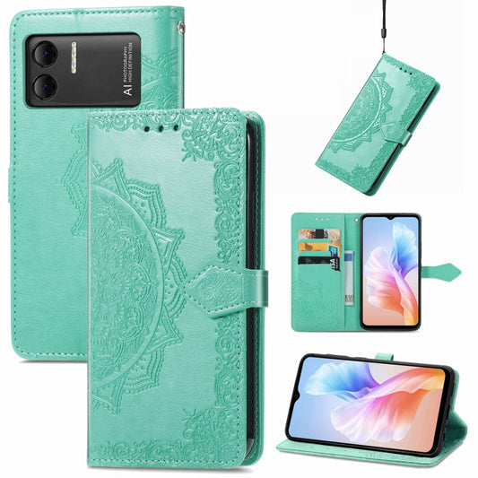 For DOOGEE X98 Pro / X98 Mandala Flower Embossed Leather Phone Case(Green) - Doogee Cases by buy2fix | Online Shopping UK | buy2fix