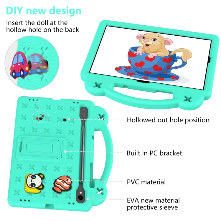 For Samsung Galaxy Tab S9 FE / X510N Handle Kickstand Children EVA Shockproof Tablet Case(Mint Green) - Galaxy Tab S9 FE by buy2fix | Online Shopping UK | buy2fix