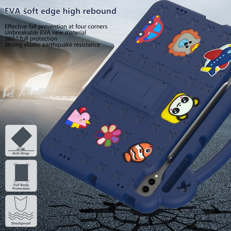 For Samsung Galaxy Tab S10+12.4 X820 Handle Kickstand Children EVA Shockproof Tablet Case(Navy Blue) - Tab S10+ Cases by buy2fix | Online Shopping UK | buy2fix