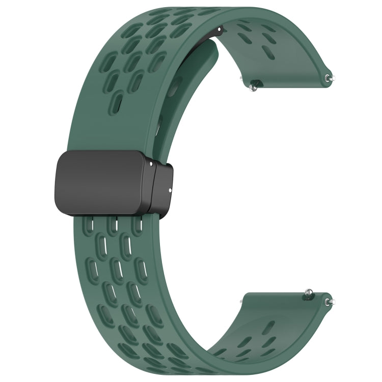 For Amazfit GTS 4 Mini 20mm Folding Magnetic Clasp Silicone Watch Band(Dark Green) - Watch Bands by buy2fix | Online Shopping UK | buy2fix