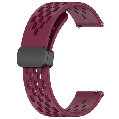 For Amazfit Pop 20mm Folding Magnetic Clasp Silicone Watch Band(Burgundy) - Watch Bands by buy2fix | Online Shopping UK | buy2fix