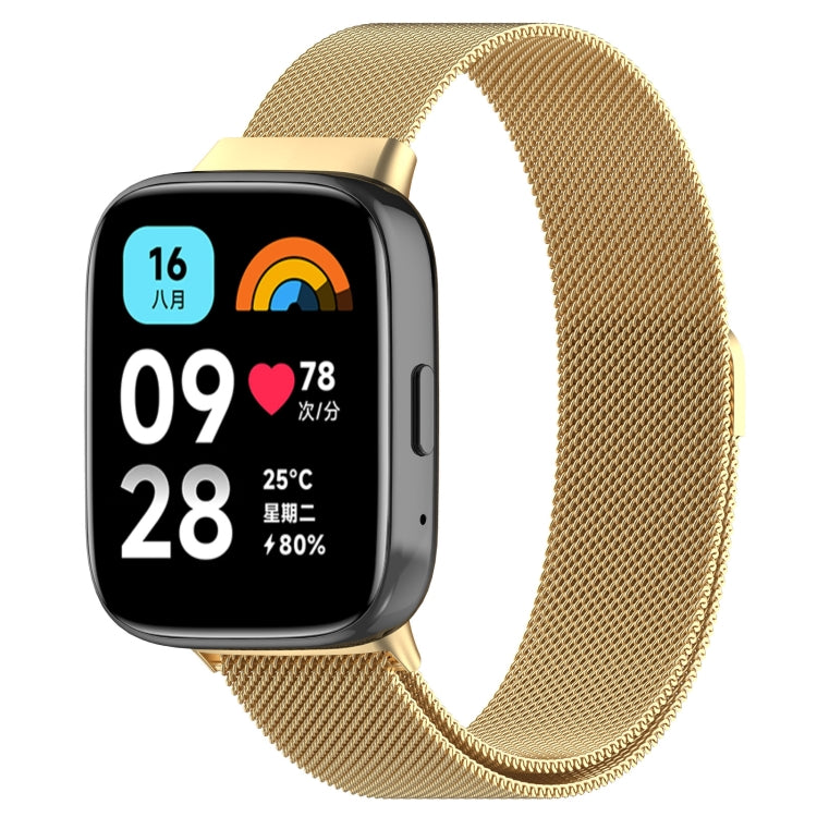 For Redmi Watch 3 Active Milan Magnetic Steel Mesh Watch Band(Gold) - Watch Bands by buy2fix | Online Shopping UK | buy2fix