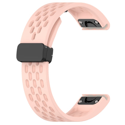 For Garmin Fenix 5S 20mm Folding Buckle Hole Silicone Watch Band(Pink) - Watch Bands by buy2fix | Online Shopping UK | buy2fix