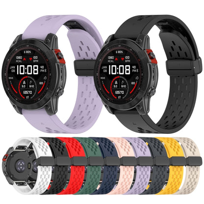 For Garmin Fenix 5X GPS / 5X Puls Quick Release Holes Magnetic Buckle Silicone Watch Band(Starlight Color) - Watch Bands by buy2fix | Online Shopping UK | buy2fix