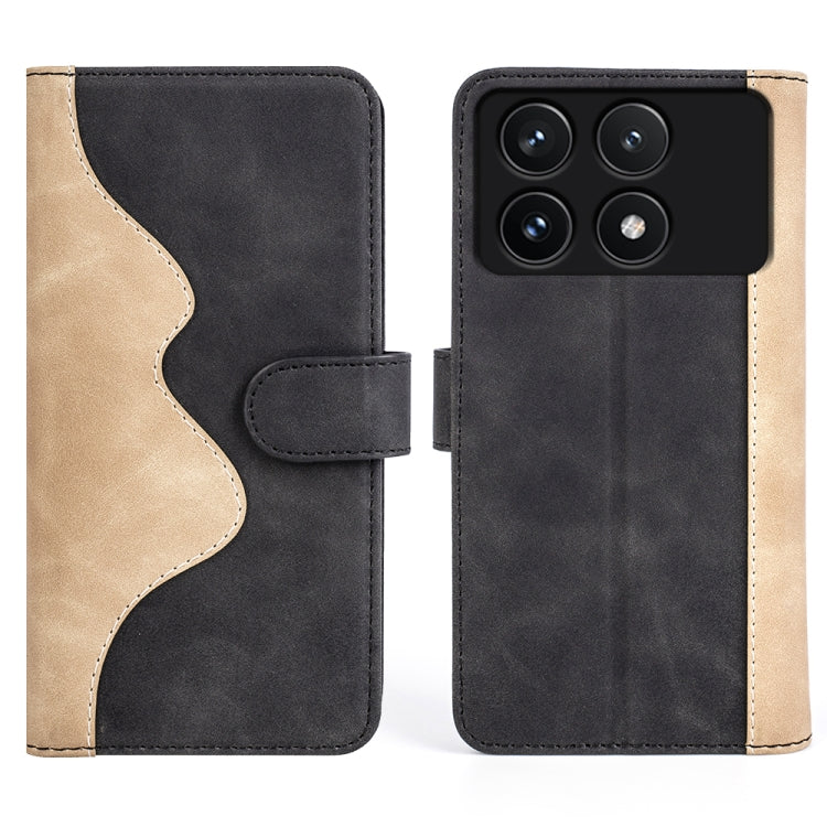 For Xiaomi Redmi K70 Stitching Horizontal Flip Leather Phone Case(Black) - K70 Cases by buy2fix | Online Shopping UK | buy2fix