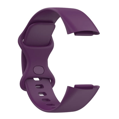 For Fitbit Charge 6 Solid Color Butterfly Buckle Silicone Watch Band, Size:S Size(Dark Purple) - Watch Bands by buy2fix | Online Shopping UK | buy2fix