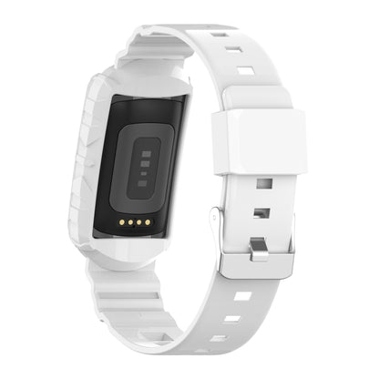 For Fitbit Charge 6 / 5 / 4 / 3 Armor Integrated TPU Watch Band(White) - Watch Bands by buy2fix | Online Shopping UK | buy2fix