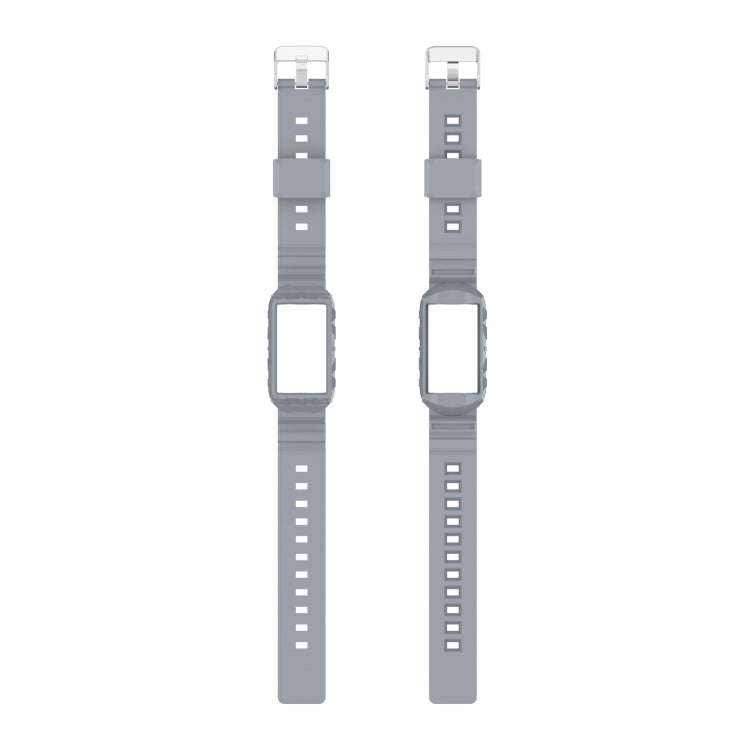 For Fitbit Charge 6 / 5 / 4 / 3 Armor Integrated TPU Watch Band(Gray) - Watch Bands by buy2fix | Online Shopping UK | buy2fix