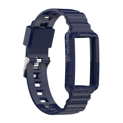 For Fitbit Charge 6 / 5 / 4 / 3 Armor Integrated TPU Watch Band(Navy Blue) - Watch Bands by buy2fix | Online Shopping UK | buy2fix