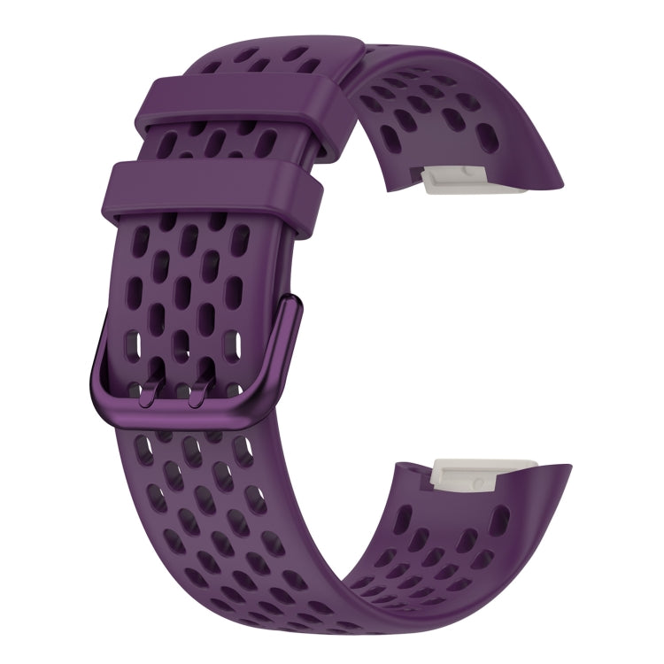 For Fitbit Charge 6 Solid Color Breathable Sports Silicone Watch Band(Dark Purple) - Watch Bands by buy2fix | Online Shopping UK | buy2fix