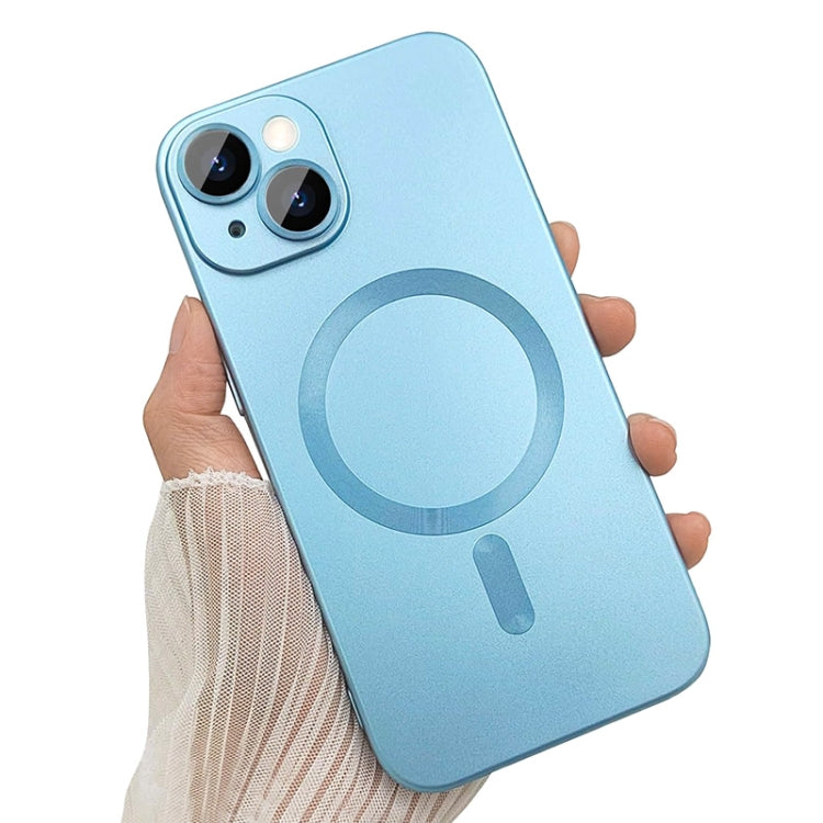 For iPhone 14 ENKAY MagSafe Matte TPU Phone Case with Lens Film & Screen Glass Film(Blue) - iPhone 14 Cases by ENKAY | Online Shopping UK | buy2fix