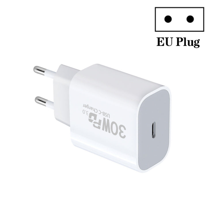 Single Port PD30W USB-C / Type-C Charger with Type-C to Type-C Data Cable EU Plug - USB Charger by buy2fix | Online Shopping UK | buy2fix
