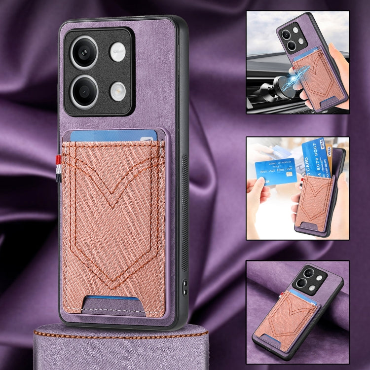 For Xiaomi Redmi Note 13 Denim Texture Leather Skin Phone Case with Card Slot(Purple) - Note 13 Cases by buy2fix | Online Shopping UK | buy2fix