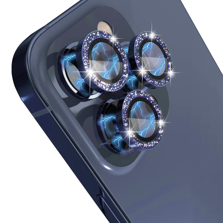 For iPhone 15 Pro / 15 Pro Max NORTHJO Camera Lens Protector Tempered Glass Bling Glitter Metal Ring Film(Blue) - iPhone 15 Pro Tempered Glass by NORTHJO | Online Shopping UK | buy2fix