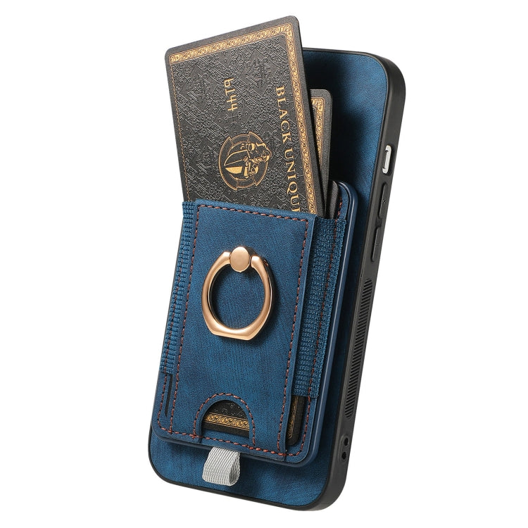 For  iPhone 16 Retro Splitable Magnetic Card Bag Leather Phone Case(Blue) - iPhone 16 Cases by buy2fix | Online Shopping UK | buy2fix