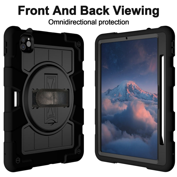 For iPad Pro 11 2024 Silicone Hybrid PC Shockproof Tablet Case with Shoulder Strap(Black) - iPad Pro 11 2024 Cases by buy2fix | Online Shopping UK | buy2fix