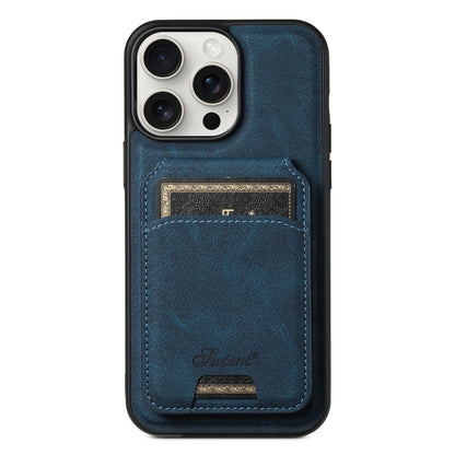 For iPhone 15 Pro Max Suteni H16 Litchi Texture Leather Detachable Wallet Back Phone Case(Blue) - iPhone 15 Pro Max Cases by Suteni | Online Shopping UK | buy2fix