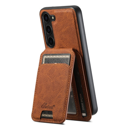 For Samsung Galaxy S24 5G Suteni H16 Litchi Texture Leather Detachable Wallet Back Phone Case(Brown) - Galaxy S24 5G Cases by Suteni | Online Shopping UK | buy2fix