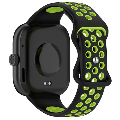 For Redmi Watch 4 Dual Color Perforated Silicone Watch Band(Black Green) - Watch Bands by buy2fix | Online Shopping UK | buy2fix