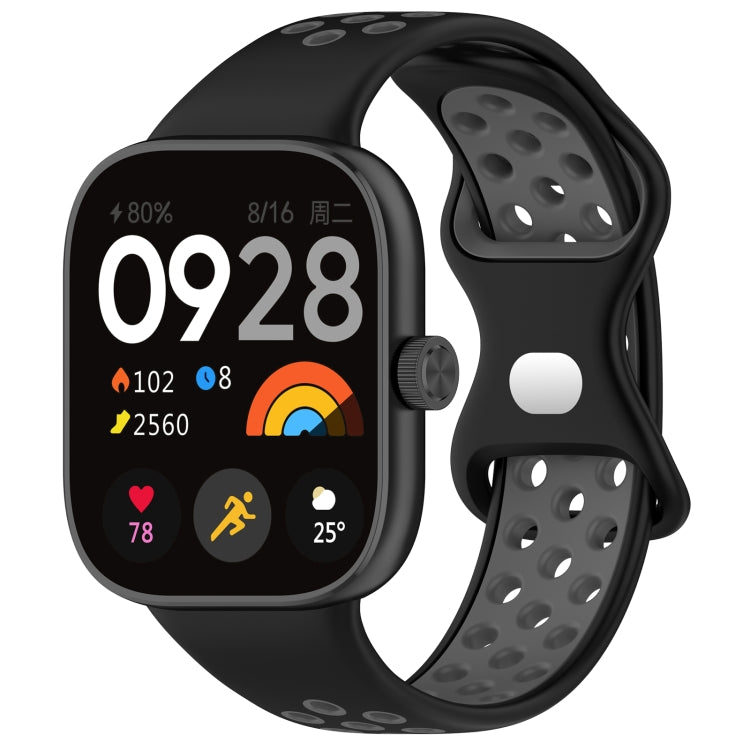 For Redmi Watch 4 Dual Color Perforated Silicone Watch Band(Black Gray) - Watch Bands by buy2fix | Online Shopping UK | buy2fix