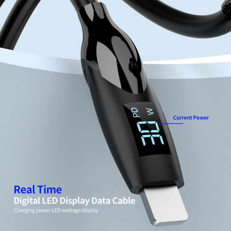 ENKAY 2.4A USB to 8 Pin Fast Charging Data Silicone Cable with LED Display, Length:2m(Black) - Normal Style Cable by ENKAY | Online Shopping UK | buy2fix