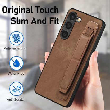 For Samsung Galaxy S23 5G Retro Wristband Holder Leather Back Phone Case(Brown) - Galaxy S23 5G Cases by buy2fix | Online Shopping UK | buy2fix