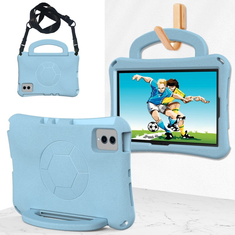 For Samsung Galaxy Tab S9 FE 11 X510 2023 Handle Football Shaped EVA Shockproof Tablet Case(Light Blue) - Galaxy Tab S9 FE by buy2fix | Online Shopping UK | buy2fix