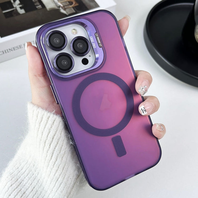 For iPhone 14 Pro Max MagSafe Lens Holder PC Hybrid TPU Phone Case(Purple) - iPhone 14 Pro Max Cases by buy2fix | Online Shopping UK | buy2fix