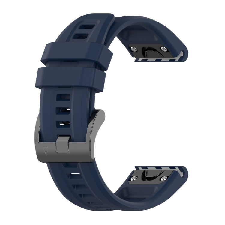 For Garmin Fenix 7 Pro Solid Color Black Buckle Silicone Quick Release Watch Band(Dark Blue) - Watch Bands by buy2fix | Online Shopping UK | buy2fix