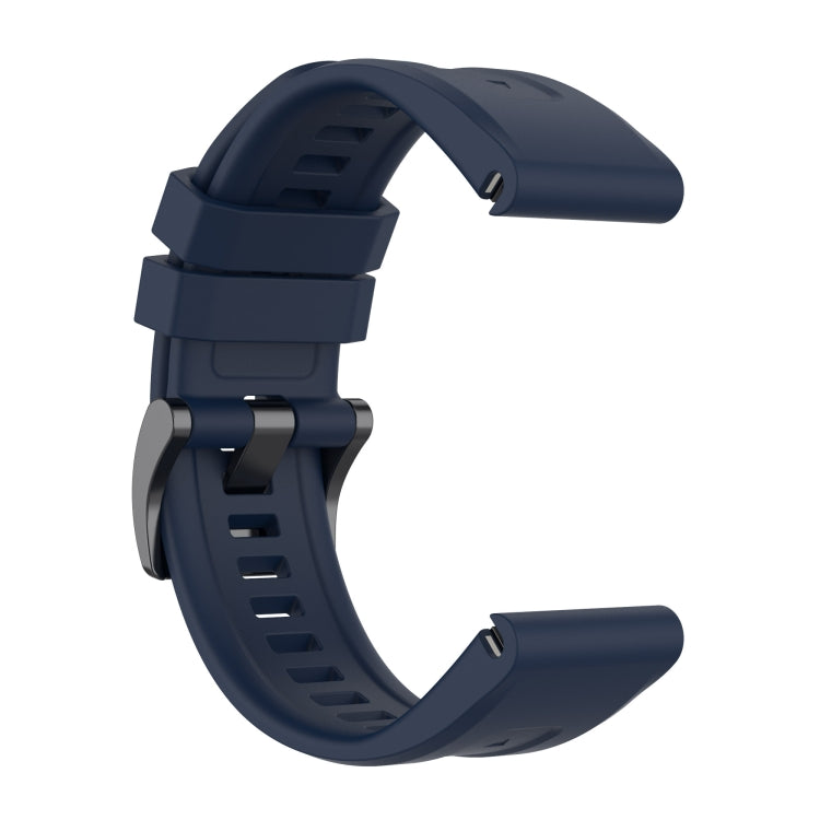 For Garmin Fenix 7 Pro Solid Color Black Buckle Silicone Quick Release Watch Band(Dark Blue) - Watch Bands by buy2fix | Online Shopping UK | buy2fix