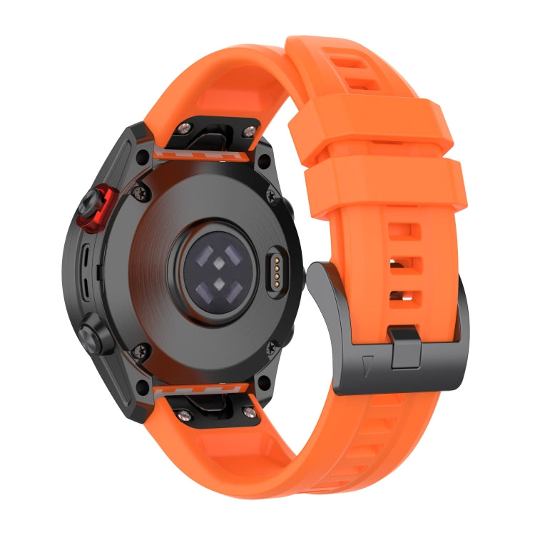 For Garmin Fenix 7 Solar / Sapphire Solar Solid Color Black Buckle Silicone Quick Release Watch Band(Orange) - Watch Bands by buy2fix | Online Shopping UK | buy2fix